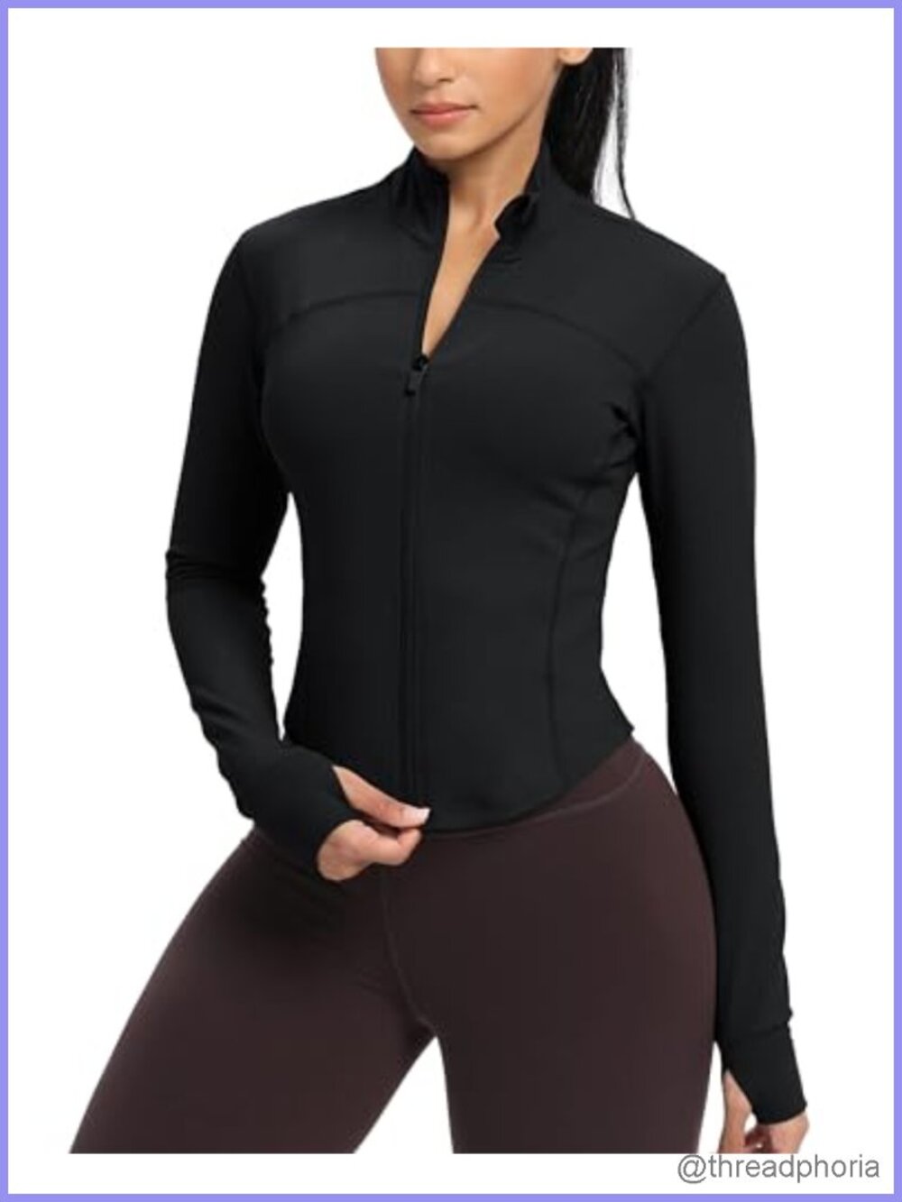 Womens Zip Up Athletic Jacket Lightweight Slim Fit Running Thumb Holes